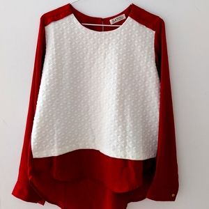 Red & White ♥️🤍 chiffon & cotton shirt size S